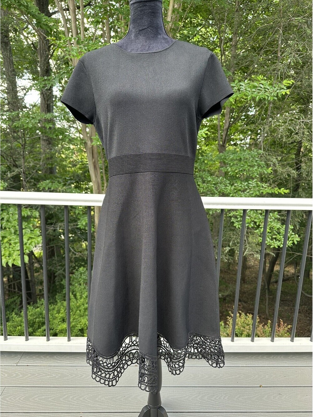 NWT Ted Baker Knitted Skater Fit Flare Dress Black Short Sleeve 10